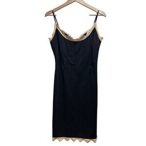 VTG Frederick's Of Hollywood Slip Dress XL Lingerie Blk Lace Coquette Feminine
